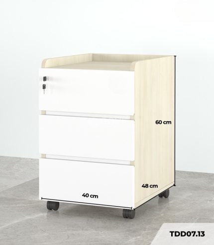 Tab Di Động 3 Ngăn TDD07.13 40x48x60 - Vân gỗ nhạt + Trắng