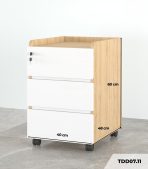 Tab Di Động 3 Ngăn TDD07.11 40x48x60 - Vân gỗ + Trắng