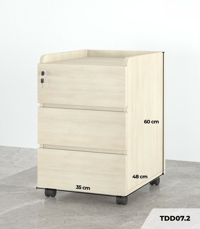 Tab Di Động 3 Ngăn TDD07.2 35x48x60 - Vân gỗ nhạt