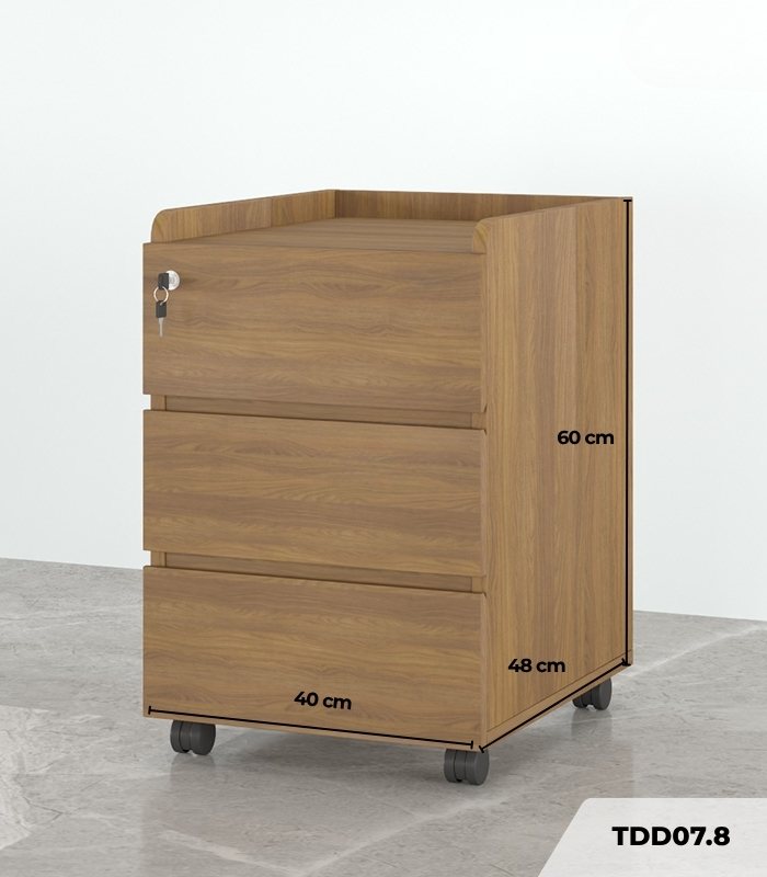 Tab Di Động 3 Ngăn TDD07.8 40x48x60 - Vân gỗ đậm