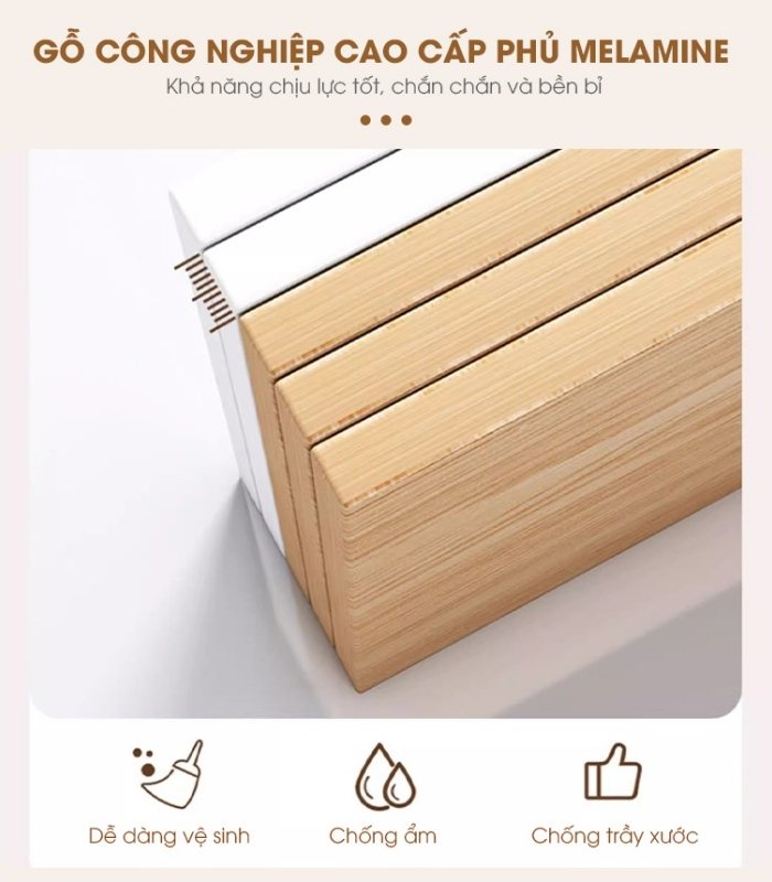 Tab Di Động 3 Ngăn TDD08.2 35x48x60 - Vân gỗ nhạt