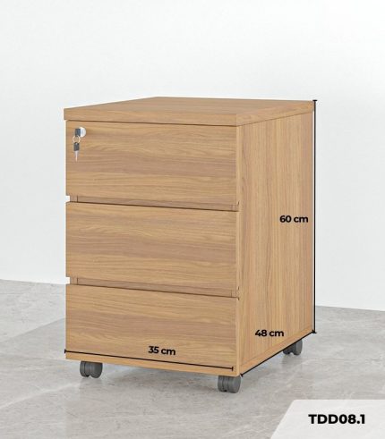 Tab Di Động 3 Ngăn TDD08.1 35x48x60 – Vân gỗ đậm