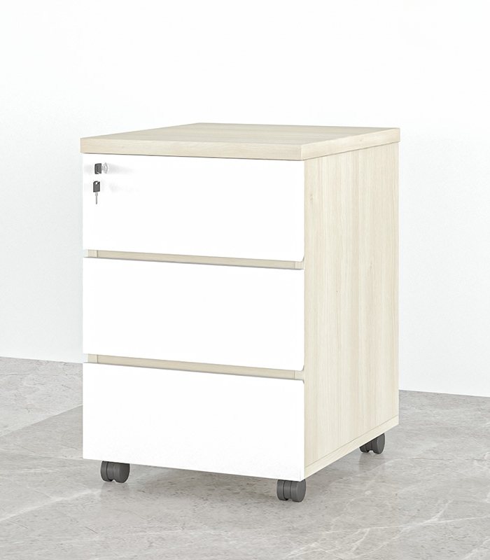 Tab Di Động 3 Ngăn TDD08.6 35x48x60 - Vân gỗ nhạt + Trắng