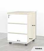Tab Di Động 3 Ngăn TDD08.6 35x48x60 - Vân gỗ nhạt + Trắng