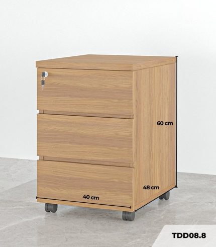 Tab Di Động 3 Ngăn TDD08.8 40x48x60 - Vân gỗ đậm