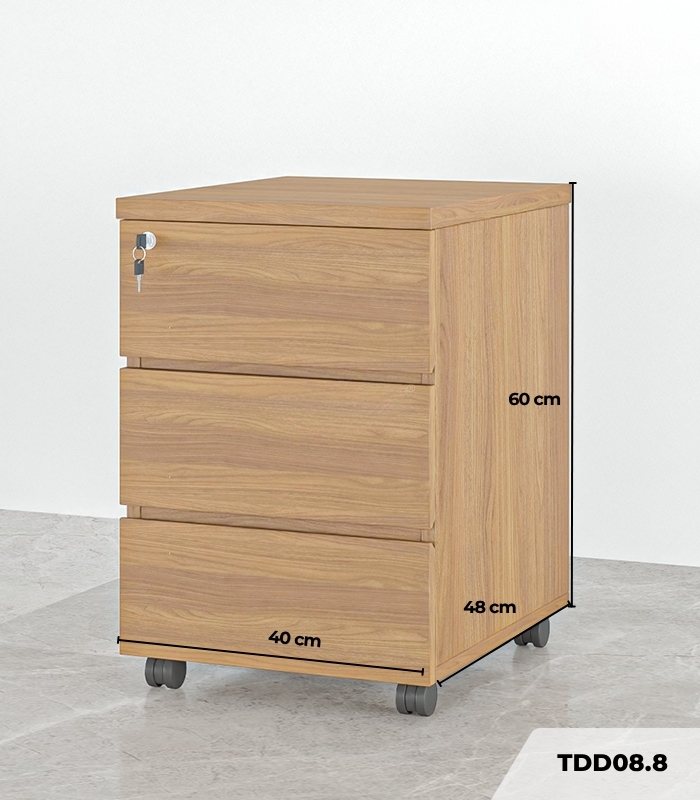 Tab Di Động 3 Ngăn TDD08.8 40x48x60 - Vân gỗ đậm