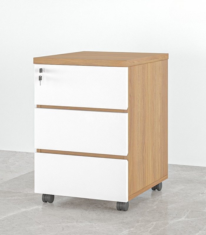 Tab Di Động 3 Ngăn TDD08.12 40x48x60 - Vân gỗ đậm + Trắng