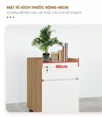 Tab Di Động 2 Ngăn TDD09.4 35x48x60 - Vân gỗ đậm + Trắng