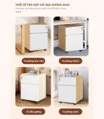 Tab Di Động 2 Ngăn TDD09.4 35x48x60 - Vân gỗ đậm + Trắng