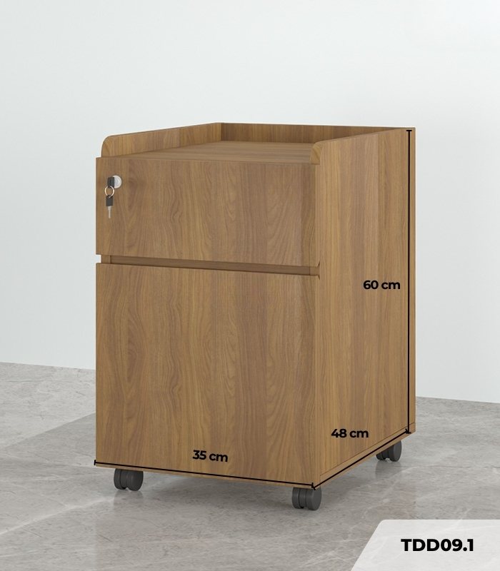 Tab Di Động 2 Ngăn TDD09.1 35x48x60 - Vân gỗ đậm