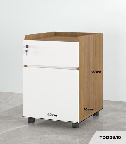Tab Di Động 2 Ngăn TDD09.10 40x48x60 - Vân gỗ đậm + Trắng