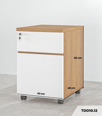 Tab Di Động 2 Ngăn TDD10.12 40x48x60 - Vân gỗ đậm + Trắng