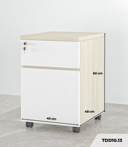 Tab Di Động 2 Ngăn TDD10.13 40x48x60 - Vân gỗ nhạt + Trắng