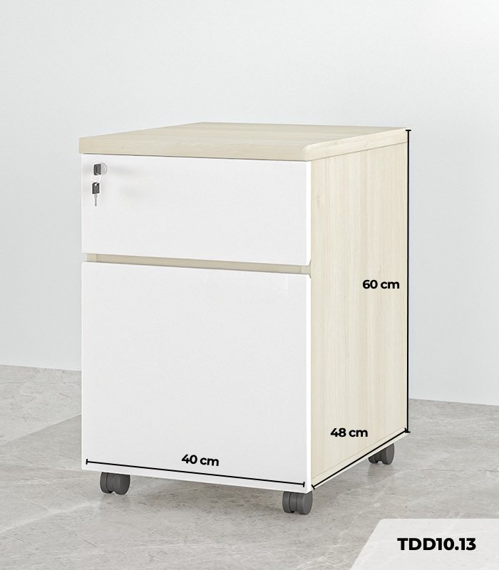 Tab Di Động 2 Ngăn TDD10.13 40x48x60 - Vân gỗ nhạt + Trắng