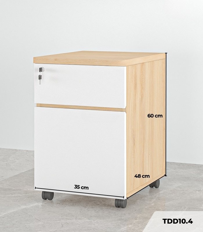 Tab Di Động 2 Ngăn TDD10.4 35x48x60 - Vân gỗ + Trắng