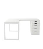 Bàn làm việc IKEA Chữ L 1 Tủ LBV88.25 120x120 - Trắng