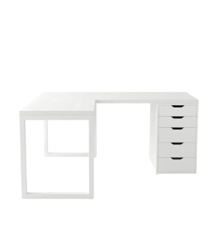 Bàn làm việc IKEA Chữ L 1 Tủ LBV88.25 120x120 - Trắng