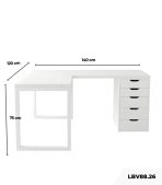 Bàn làm việc IKEA Chữ L 1 Tủ LBV88.26 140x120 - Trắng