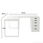 Bàn làm việc IKEA Chữ L 1 Tủ LBV88.26 140x120 - Trắng