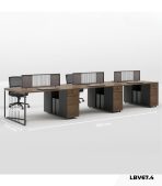 Cụm bàn làm việc 6 người LBV67.4 360x120 - Vân gỗ đậm