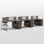 Cụm bàn làm việc 6 người LBV67.4 360x120 - Vân gỗ đậm