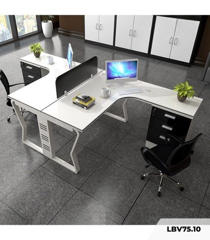 Cụm bàn làm việc 2 người LBV75.10 240x120 - Trắng Khung trắng