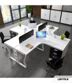 Cụm bàn làm việc 4 người LBV75.8 240x240 - Trắng Khung trắng