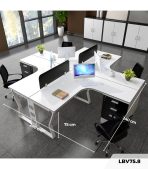 Cụm bàn làm việc 4 người LBV75.8 240x240 - Trắng Khung trắng