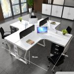 Cụm bàn làm việc 4 người LBV75.8 240x240 - Trắng Khung trắng