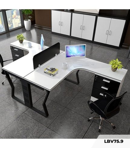 Cụm bàn làm việc 2 người LBV75.9 240x120 - Trắng Khung đen