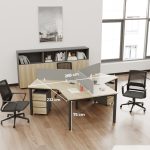 Cụm bàn làm việc 3 người LBV77.12 268x232 - Mặt bàn vân gỗ - Khung đen