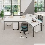 Cụm bàn làm việc 4+1 người LBV77.3 352x268 - Mặt bàn trắng - Khung đen