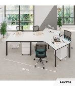 Cụm bàn làm việc 4+1 người LBV77.3 352x268 - Mặt bàn trắng - Khung đen