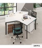 Cụm bàn làm việc 3 người LBV77.4 268x232 - Mặt bàn trắng - Khung đen