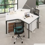 Cụm bàn làm việc 3 người LBV77.4 268x232 - Mặt bàn trắng - Khung đen