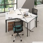 Cụm bàn làm việc 3 người LBV77.4 268x232 - Mặt bàn trắng - Khung đen