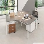 Cụm bàn làm việc 3 người LBV77.8 268x232 - Mặt bàn đen - Khung trắng