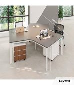 Cụm bàn làm việc 3 người LBV77.8 268x232 - Mặt bàn đen - Khung trắng