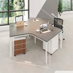 Cụm bàn làm việc 3 người LBV77.8 268x232 - Mặt bàn đen - Khung trắng