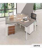 Cụm bàn làm việc 3 người LBV77.8 268x232 - Mặt bàn đen - Khung trắng