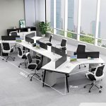 Cụm bàn làm việc 8 người LBV78.1 583x268 - Mặt bàn trắng - Khung đen