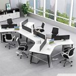 Cụm bàn làm việc 6 người LBV78.3 464x268 - Mặt bàn trắng - Khung đen