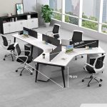Cụm bàn làm việc 4+1 người LBV78.4 352x268 - Mặt bàn trắng - Khung đen