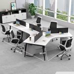 Cụm bàn làm việc 4+1 người LBV78.4 352x268 - Mặt bàn trắng - Khung đen
