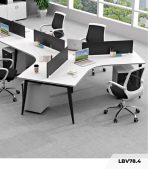 Cụm bàn làm việc 4+1 người LBV78.4 352x268 - Mặt bàn trắng - Khung đen