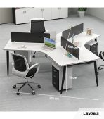 Cụm bàn làm việc 3 người LBV78.5 268x232 - Mặt bàn trắng - Khung đen