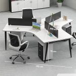 Cụm bàn làm việc 3 người LBV78.5 268x232 - Mặt bàn trắng - Khung đen