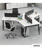 Cụm bàn làm việc 3 người LBV78.5 268x232 - Mặt bàn trắng - Khung đen