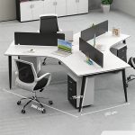 Cụm bàn làm việc 3 người LBV78.5 268x232 - Mặt bàn trắng - Khung đen