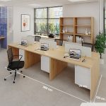 Cụm bàn làm việc 6 người LBV79.1 360x120 - Vân gỗ nhạt